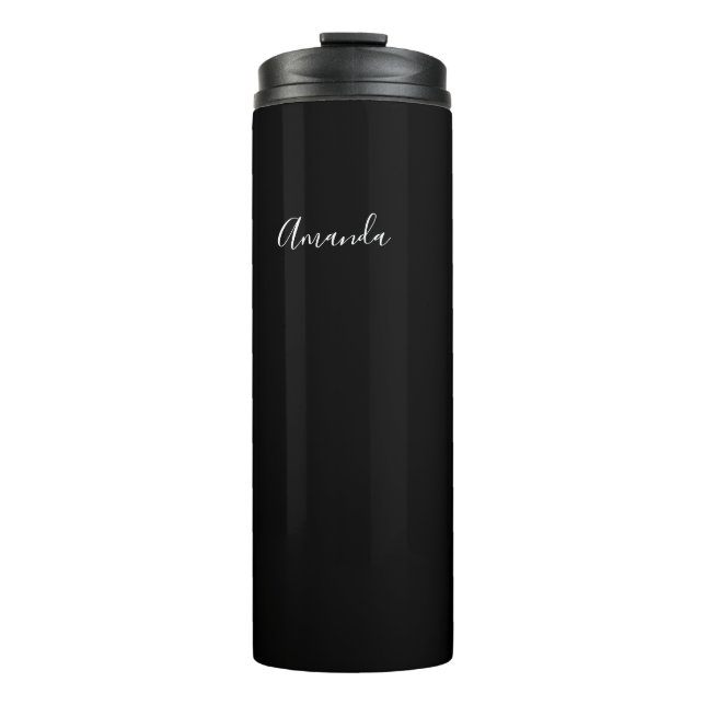 Personalised Black and white script chic Thermal Tumbler (Front)