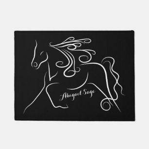 Personalised Black and White Silhouette Horse Doormat