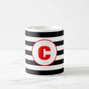 Personalised Black And White Striped Monogram Mug