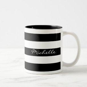 Personalised Black and White Striped Mug