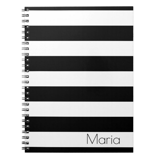 Personalised Black and White Striped Notebook (Front)