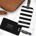 Personalised Black and White Stripes Luggage Tag<br><div class="desc">Black and white stripes luggage tag. Personalise this by replacing the placeholder text with your name and for more options such as to change the font, it's size and spacing between letters click the "Customise it" button. *Please note that the Zazzle Watermark that appears in the zoom preview will NOT...</div>