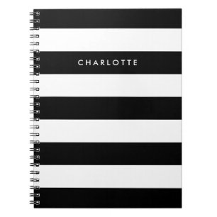 Personalised Black and White Stripes Notebook