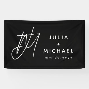 Personalised Black and White Wedding Banner