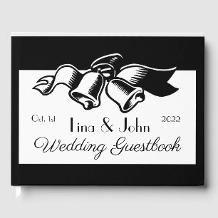 Personalised Black And White Wedding Bells Guest B Guest Book