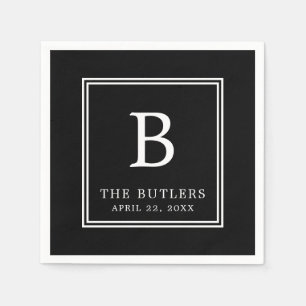 Personalised Black and White Wedding Paper Napkins