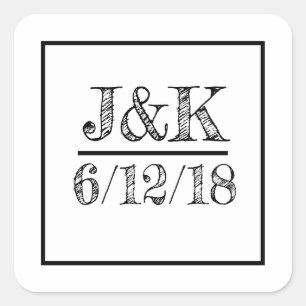 Personalised Black and White Wedding Stickers