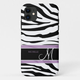 Personalised Black and White Zebra Stripes iPhone 11 Case