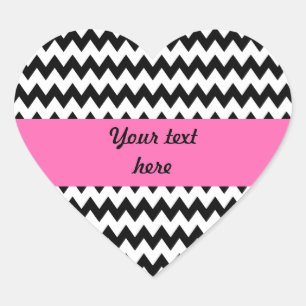 Personalised Black and White Zigzag Heart Sticker
