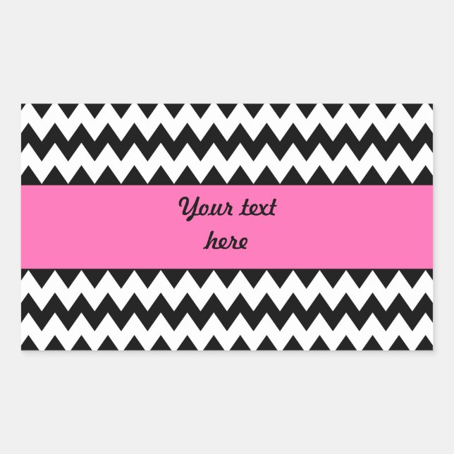 Personalised Black and White Zigzag Rectangular Sticker (Front)