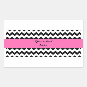 Personalised Black and White Zigzag Rectangular Sticker