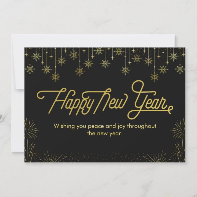 Personalised black and yellow Happy New Year Card (Front)