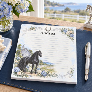 Personalised Black Andalusian Coastal Hydrangea Notepad