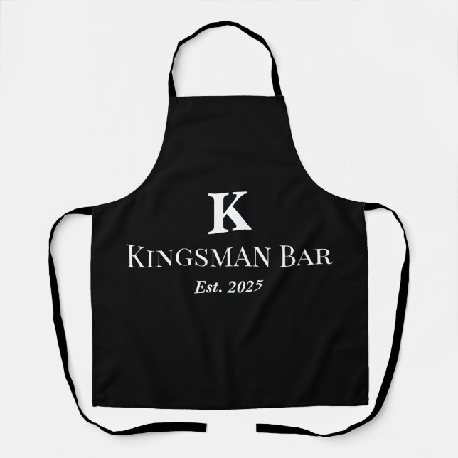 Personalised Black Apron with Name & Monogram – Ho (Front)