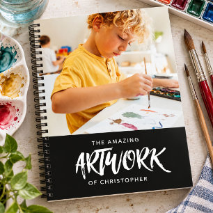 Personalised Black Artist Photo Sketchbook Notebook