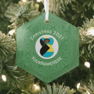 Personalised Black Bahamian Angel Hanukkah Flag Glass Tree Decoration