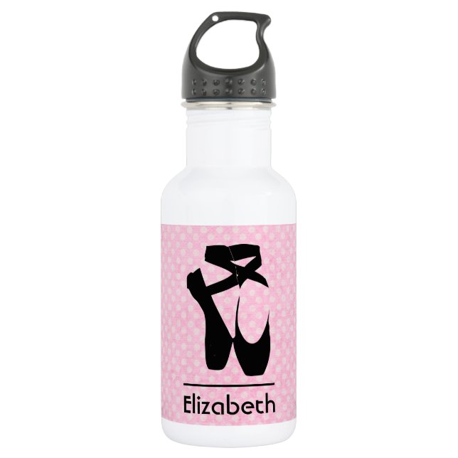 Personalised Black Ballet Shoes En Pointe 532 Ml Water Bottle (Front)