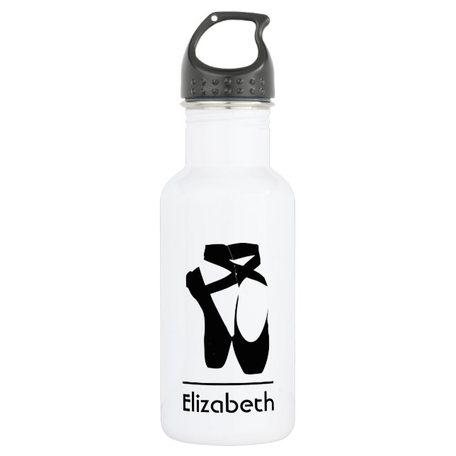 Personalised Black Ballet Shoes En Pointe 532 Ml Water Bottle (Front)