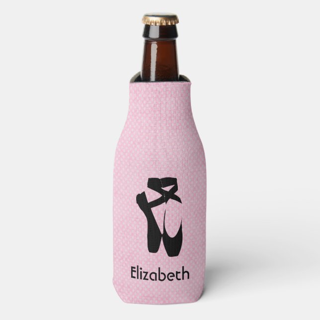 Personalised Black Ballet Shoes En Pointe Bottle Cooler (Bottle Front)