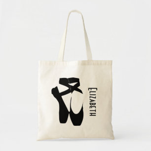 Personalised Black Ballet Shoes En Pointe Tote Bag