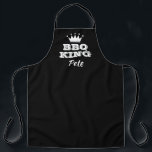 Personalised black BBQ KING cooking apron for men<br><div class="desc">Personalised black BBQ KING cooking apron for men. Custom kitchen and baking aprons for him. Personalised with your name or funny quote. Bold typography design with crown. Create your own one of a kind Birthday gift for grillmaster, dad, father, brother, husband, friend, boyfriend, grandpa, boss, co worker, chef, cook, colleague,...</div>
