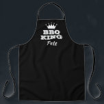 Personalised black BBQ KING cooking apron for men<br><div class="desc">Personalised black BBQ KING cooking apron for men. Custom kitchen and baking aprons for him. Personalised with your name or funny quote. Bold typography design with crown. Create your own one of a kind Birthday gift for grillmaster, dad, father, brother, husband, friend, boyfriend, grandpa, boss, co worker, chef, cook, colleague,...</div>