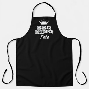 Personalised black BBQ KING cooking apron for men