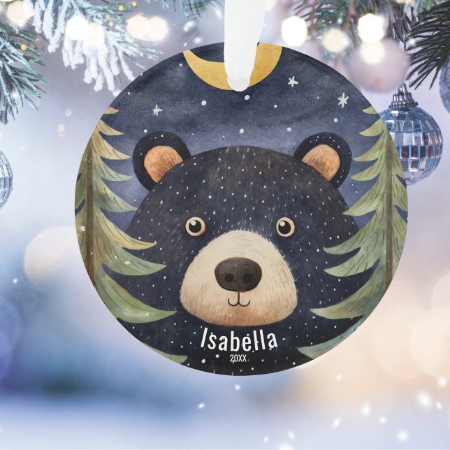 Personalised Black Bear Christmas Ornament (Creator Uploaded)