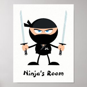 Personalised Black Belt Ninja Warrior Two Katana Poster