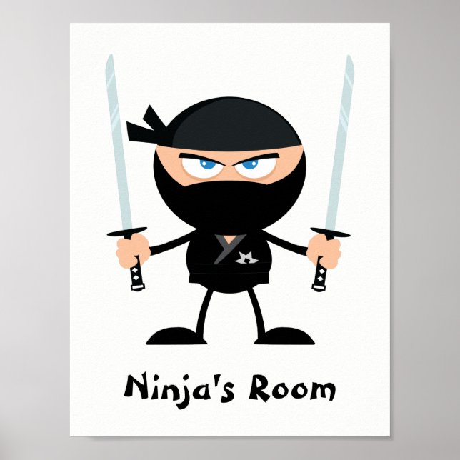 Personalised Black Belt Ninja Warrior Two Katana Poster (Front)
