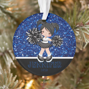 Personalised Black & Blue Cheerleading Ornament 