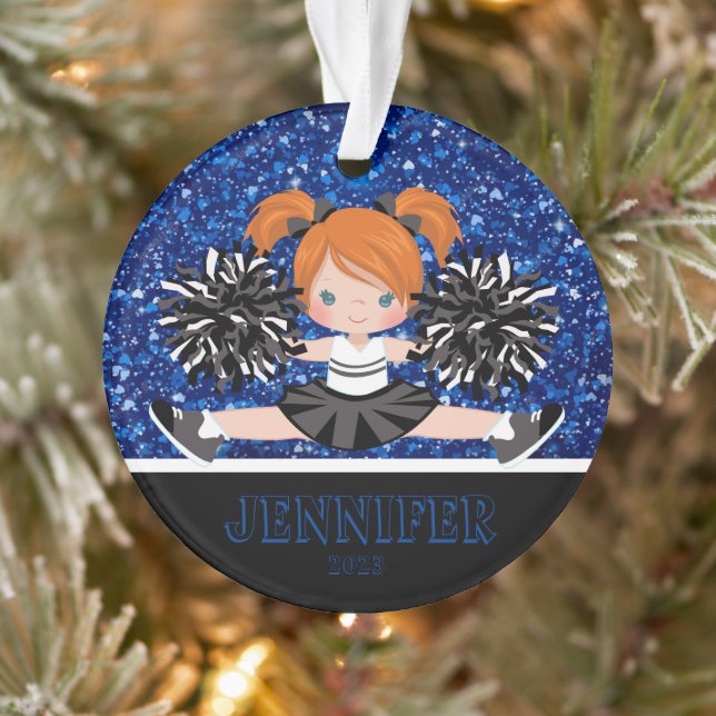 Personalised Black & Blue Cheerleading Ornament  (Tree)