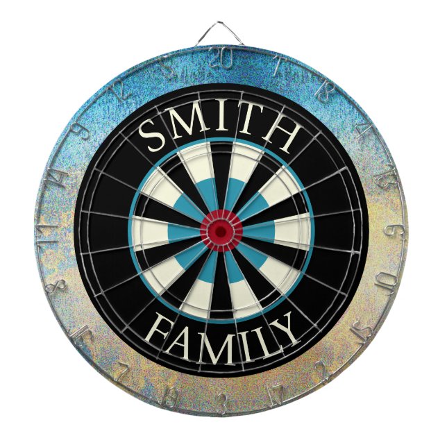 Personalised Black Blue Dart Board (Front)