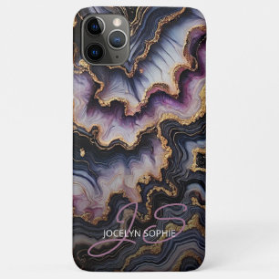 Personalised Black Blue Purple Gold Marble Art iPhone 11 Pro Max Case