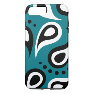 Personalised Black Blue & White Paisley iPhone 8 Plus/7 Plus Case