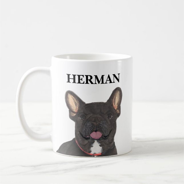 Personalised Black Brindle Frenchie French Bulldog Coffee Mug (Left)