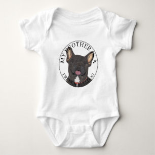 Personalised Black Brindle White French Bulldog Baby Bodysuit