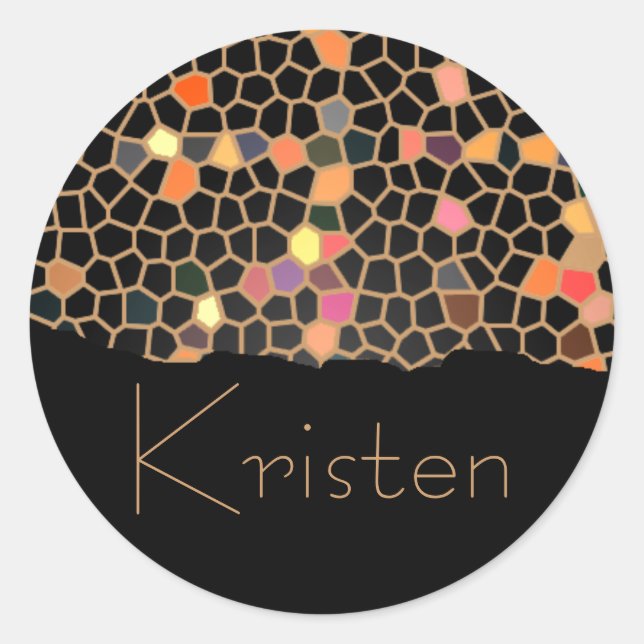Personalised Black Broken Stained Glass Stickers (Front)