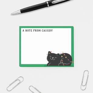 Personalised Black Cat Christmas Post-it Notes