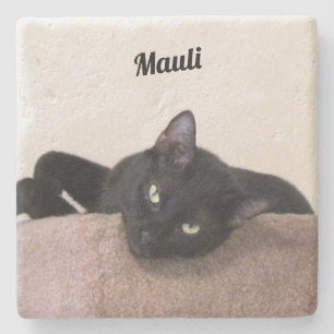 Personalised Black Cat Coaster