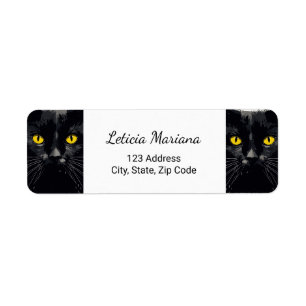Personalised Black Cat Eyes Return Address Label