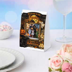 Personalised Black Cat Halloween Family Photo Fram