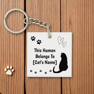 Personalised Black Cat Keychain