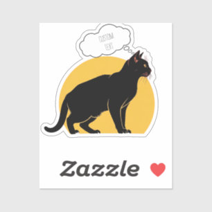  Personalised Black Cat & Moon Laptop Sticker