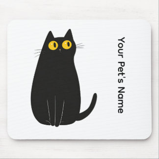 Personalised Black Cat Mouse Pad with Your PetName