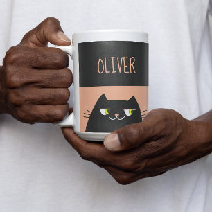 Personalised Black Cat Mug Name Gift