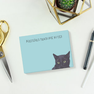 Personalised Black Cat Name Pawsome Post-It Notes