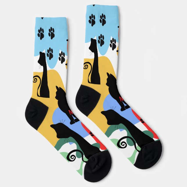 Personalised Black Cat Name Socks | Cute Cat Gift (Right)