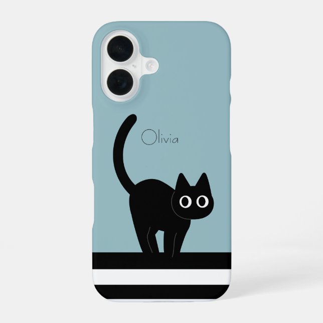 Personalised Black Cat Phone Case Custom Name (Back)