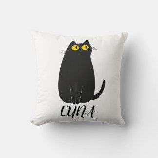 Personalised Black Cat Pillow with Name